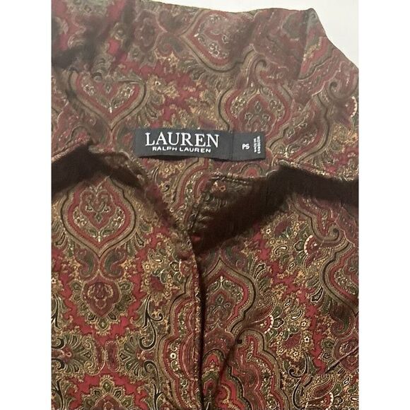 Lauren Ralph Lauren Shirt Womens Petite Small Paisley Leisure Pajama  Embroidery - Picture 2 of 9